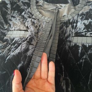 Talbots Black Quilted Velvet Jacket